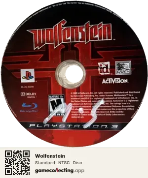 Wolfenstein PlayStation 3, NTSC disc