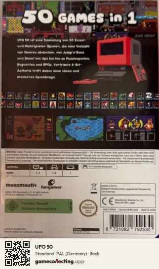 UFO 50 Nintendo Switch, Germany box back