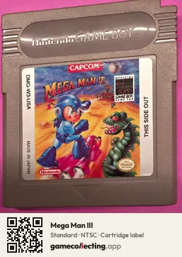 Mega Man III Game Boy, NTSC cartridge label