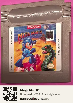 Mega Man III Game Boy, NTSC cartridge label