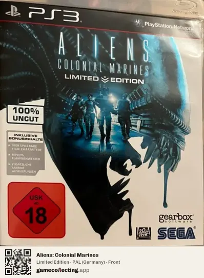 Aliens: Colonial Marines PlayStation 3, Germany box front