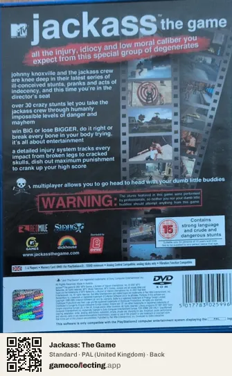 Jackass: The Game PlayStation 2, United Kingdom box back