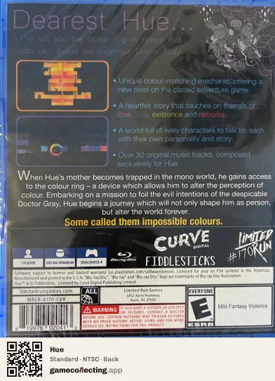 Hue PlayStation 4, NTSC box back