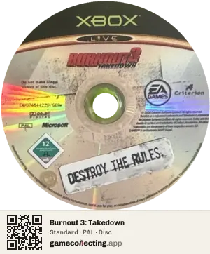 Burnout 3: Takedown Xbox, PAL disc