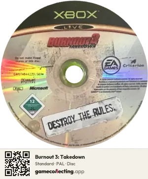 Burnout 3: Takedown Xbox, PAL disc