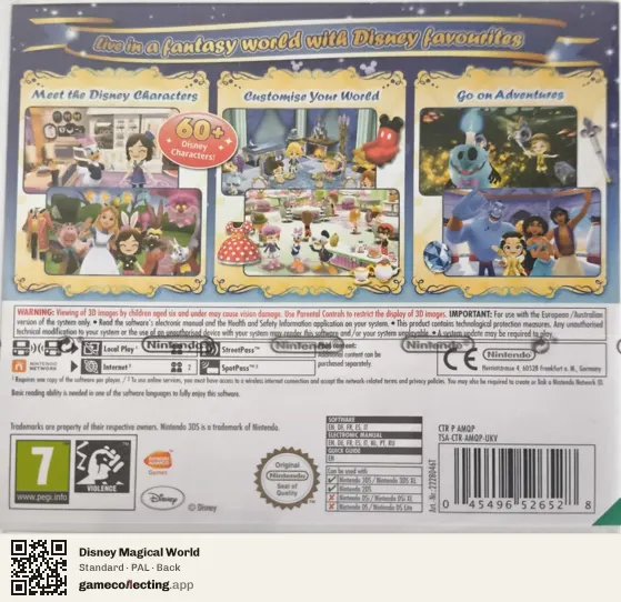 Disney Magical World Nintendo 3DS, PAL box back