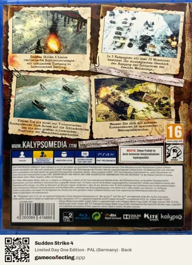 Sudden Strike 4 PlayStation 4, Germany box back