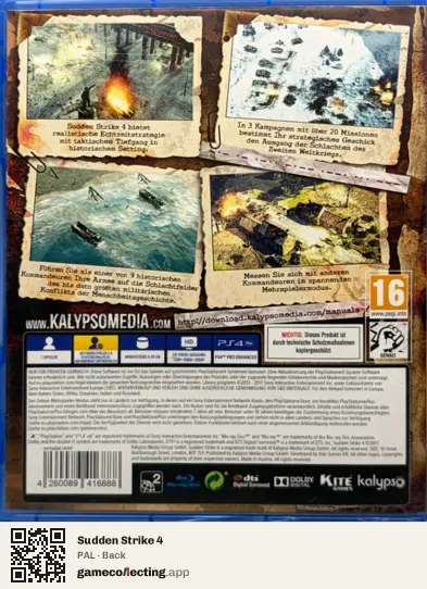 Sudden Strike 4 PlayStation 4, PAL box back