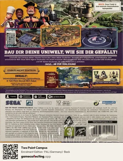 Two Point Campus PlayStation 5, Germany box back