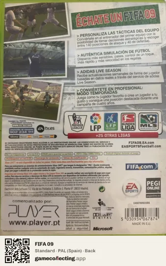 FIFA 09 Xbox 360, Spain box back