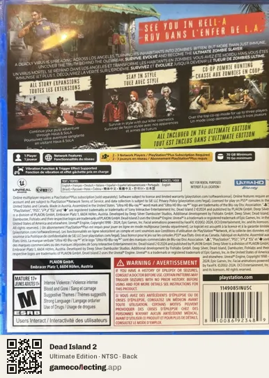 Dead Island 2 PlayStation 5, NTSC box back