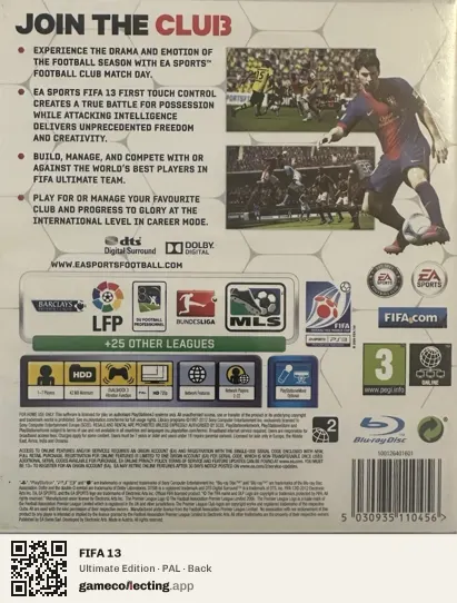 FIFA 13 PlayStation 3, PAL box back