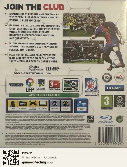 FIFA 13 PlayStation 3, PAL box back