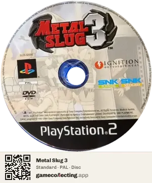Metal Slug 3 PlayStation 2, PAL disc
