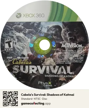Cabela's Survival: Shadows of Katmai Xbox 360, NTSC disc