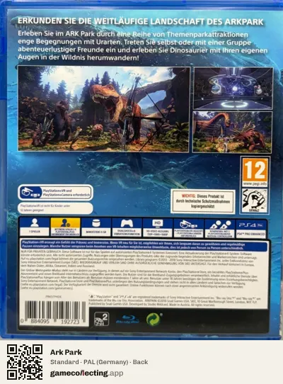 Ark Park PlayStation 4, Germany box back