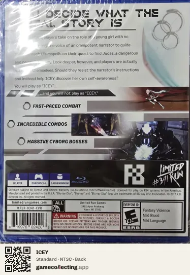 ICEY PlayStation 4, NTSC box back