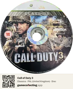 Call of Duty 3 Xbox 360, PAL disc
