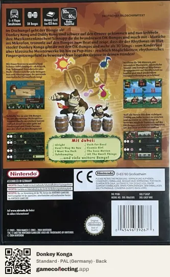 Donkey Konga Nintendo GameCube, Germany box back