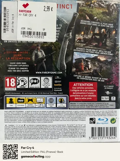 Far Cry 4 PlayStation 3, France box back