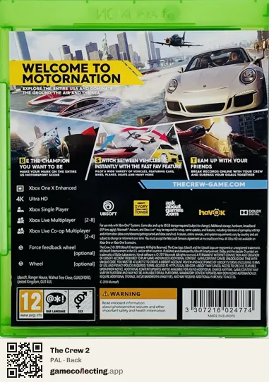 The Crew 2 Xbox One, PAL box back