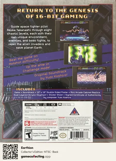 Earthion Nintendo Switch, NTSC box back