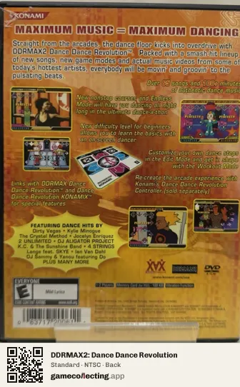 DDRMAX2: Dance Dance Revolution PlayStation 2, NTSC box back