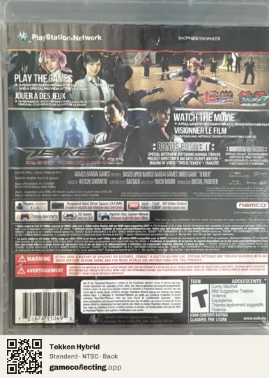 Tekken Hybrid PlayStation 3, NTSC box back