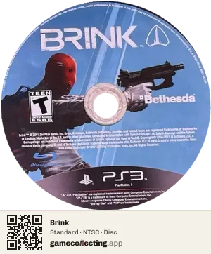 Brink PlayStation 3, NTSC disc