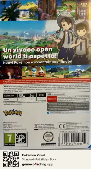 Pokémon Violet Nintendo Switch, Italy box back