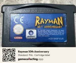 Rayman 10th Anniversary Game Boy Advance, PAL cartridge label