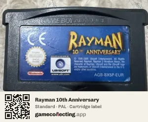 Rayman 10th Anniversary Game Boy Advance, PAL cartridge label