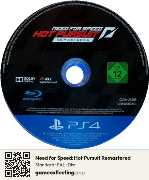 Need for Speed: Hot Pursuit Remastered PlayStation 4, PAL disc