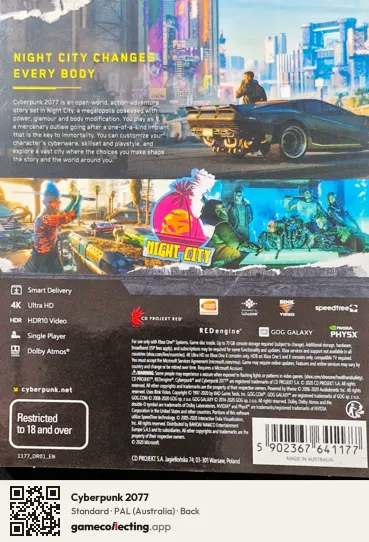 Cyberpunk 2077 Xbox One, Australia box back