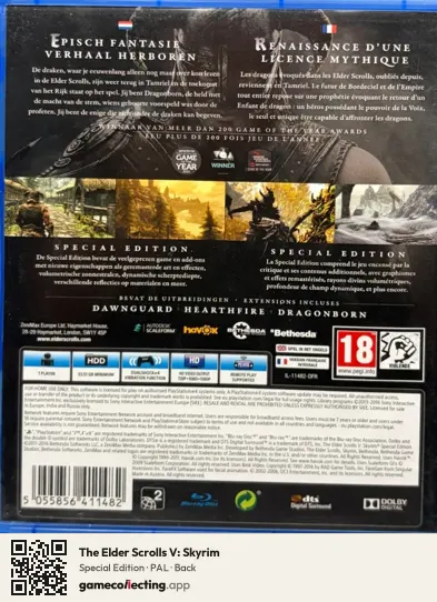 The Elder Scrolls V: Skyrim PlayStation 4, PAL box back