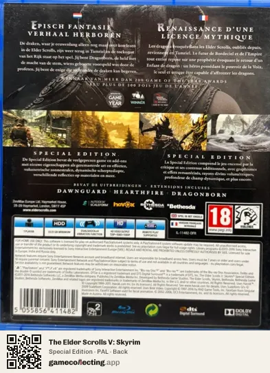The Elder Scrolls V: Skyrim PlayStation 4, PAL box back