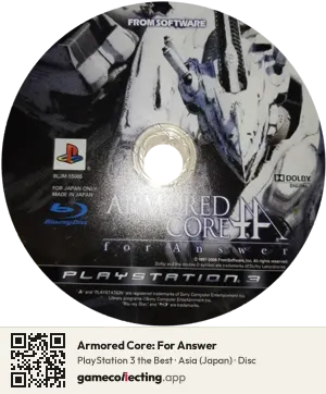 Armored Core: For Answer PlayStation 3, Asia disc