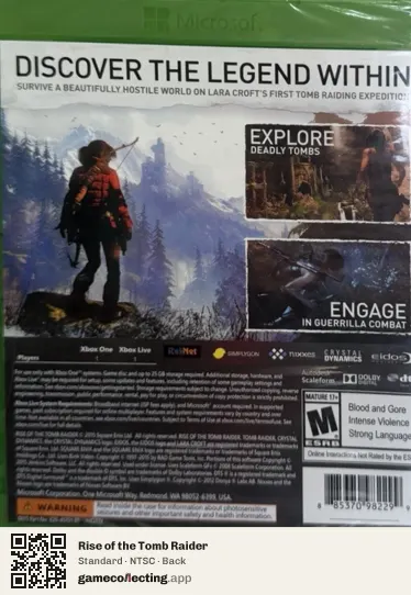 Rise of the Tomb Raider Xbox One, NTSC box back