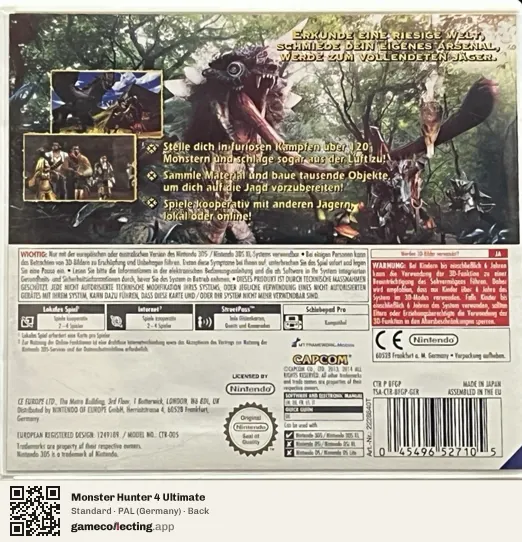 Monster Hunter 4 Ultimate Nintendo 3DS, Germany box back