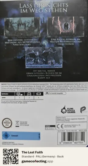 The Last Faith Nintendo Switch, Germany box back