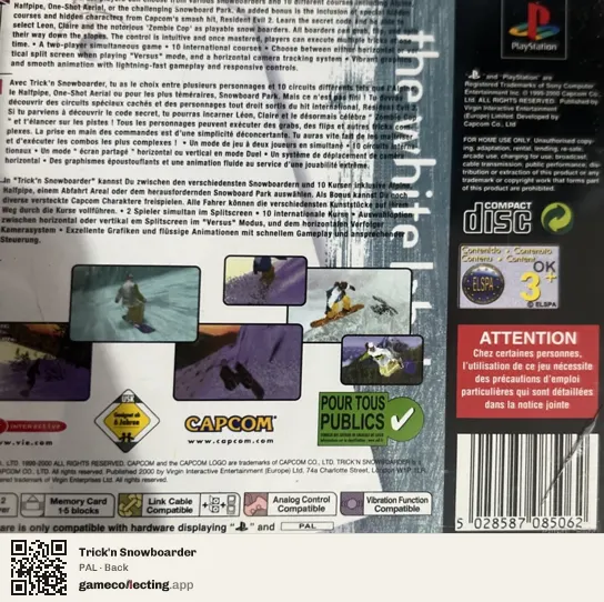 Trick'n Snowboarder PlayStation, PAL box back