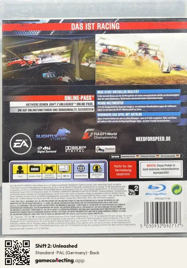 Shift 2: Unleashed PlayStation 3, Germany box back