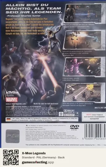 X-Men Legends PlayStation 2, Germany box back