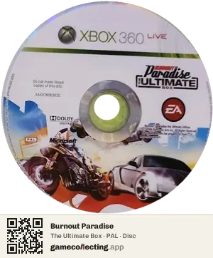 Burnout Paradise Xbox 360, PAL disc