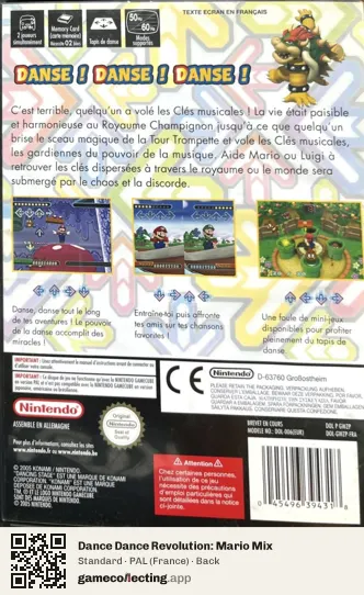 Dance Dance Revolution: Mario Mix Nintendo GameCube, France box back