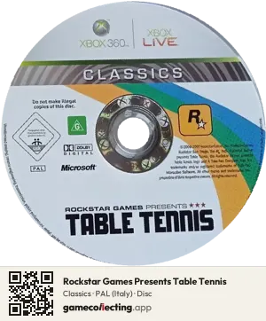 Rockstar Games Presents Table Tennis Xbox 360, PAL disc