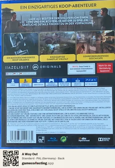 A Way Out PlayStation 4, Germany box back