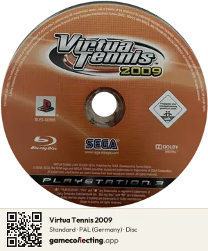 Virtua Tennis 2009 PlayStation 3, PAL disc
