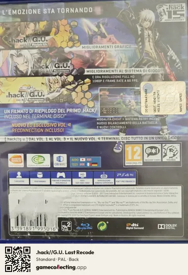 .hack//G.U. Last Recode PlayStation 4, PAL box back
