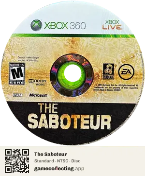 The Saboteur Xbox 360, NTSC disc